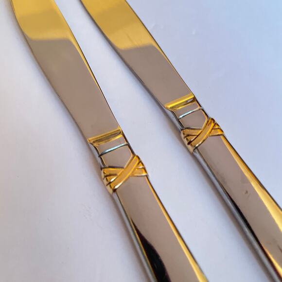 Vintage Lot of 2 REED and BARTON Fanfare Gold Modern Solid Knife 1996 18/8 - Picture 2 of 6